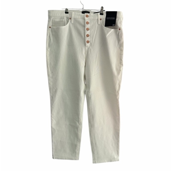 Banana Republic Denim - Banana Republic Button Fly High Rise Skinny Ankle Jeans Sz 34 White Waist 18.5”